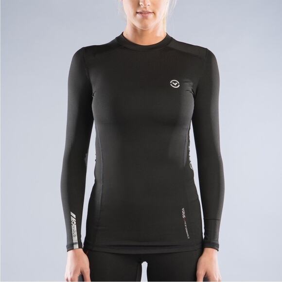 VIRUS Athletic Long-Sleeve X- Form Compression Top Womens Size Large White Black - Picture 4 of 8